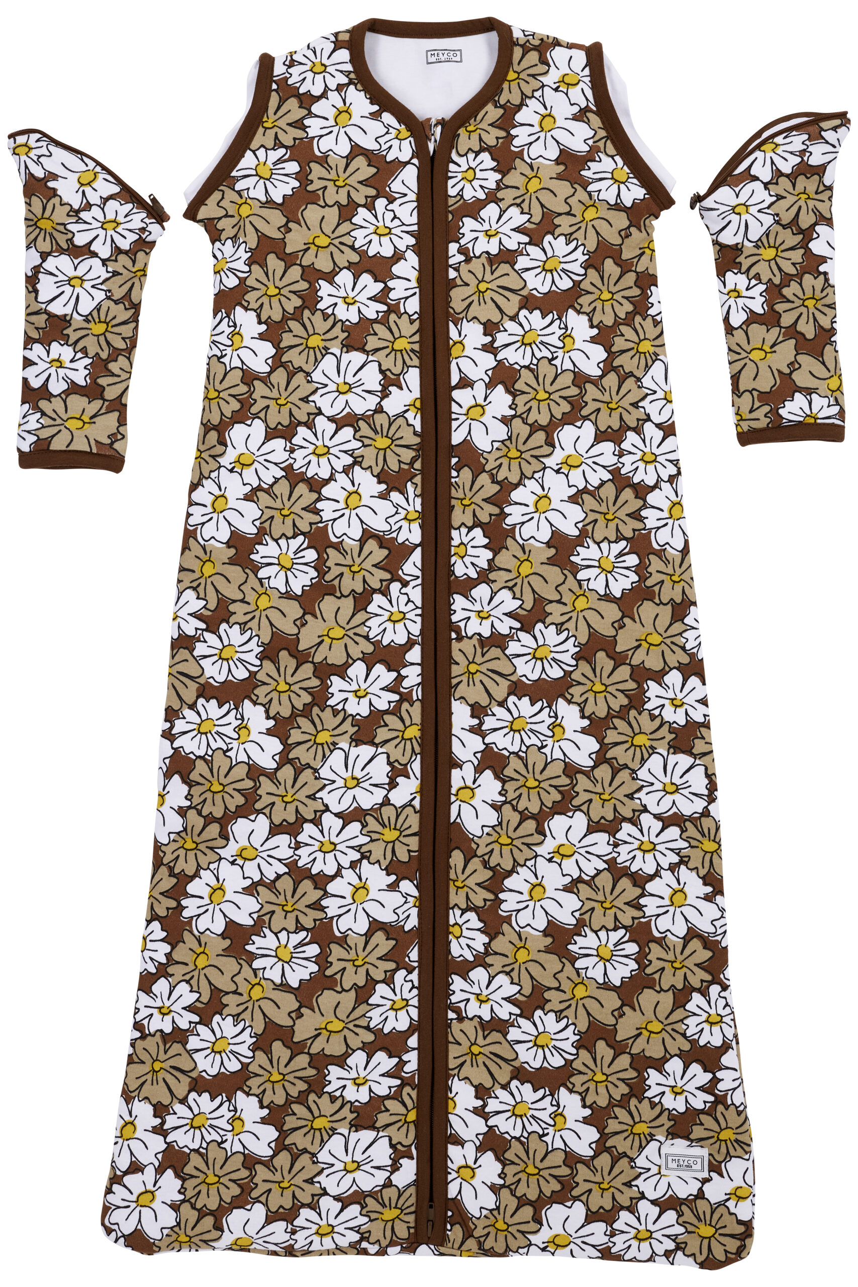 513086_514086_515086_Meyco slaapzak afritsbare mouw vintage flower taupe_zm