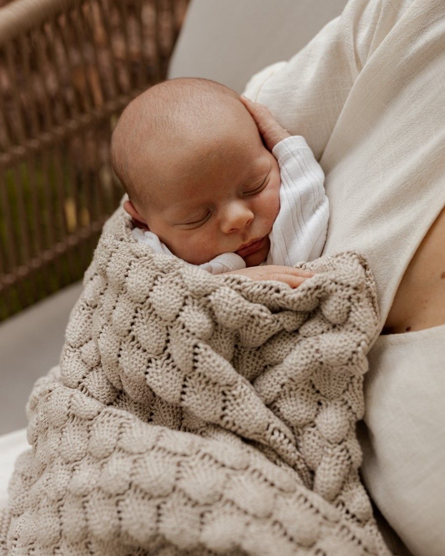 Babytæppe strikket Babytæppe strikket